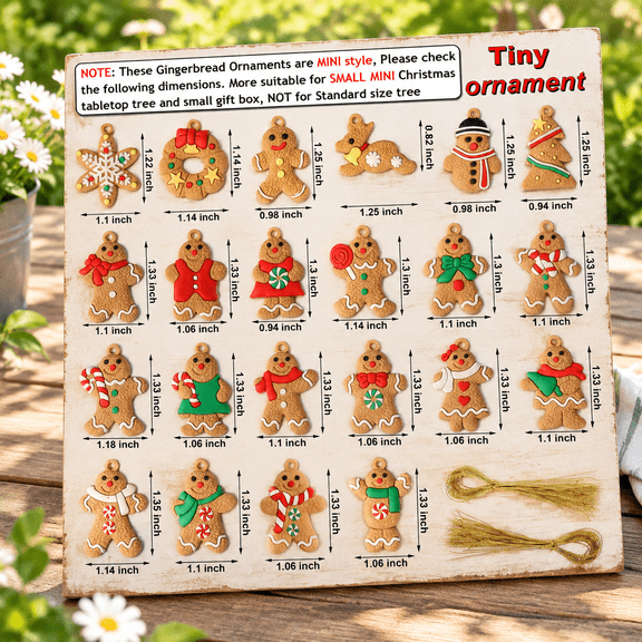 44 Minimas Gingerbread Ornaments Tiny Man Hanging Charms Figdecoration Ginger With Strings For Tree Decorations