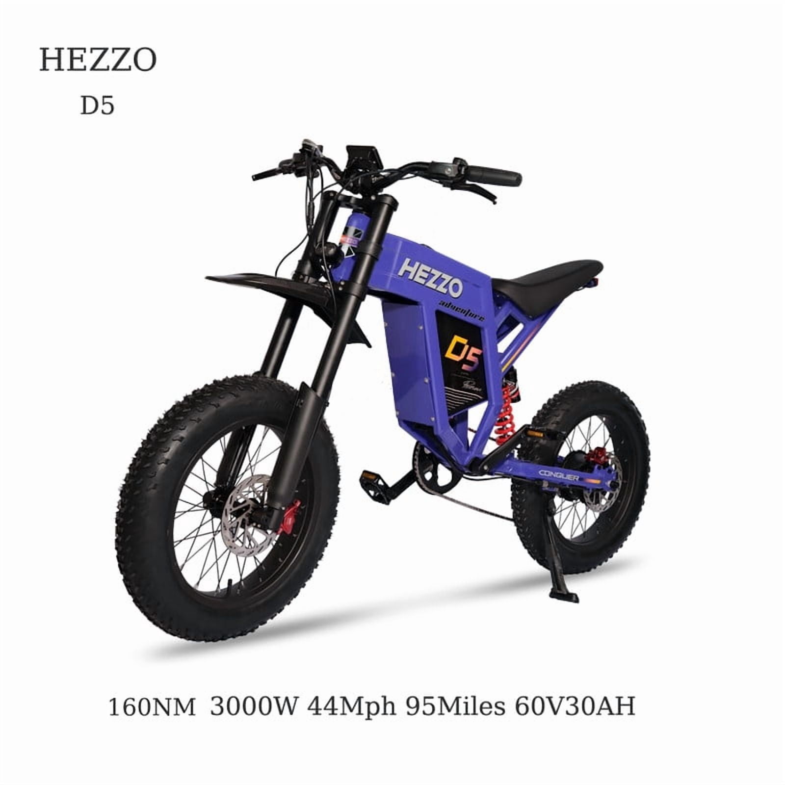 44+Mph HEZZO D5 Electric Motorcycle,160NM High-Torque Brushless Motor,60V 35Ah Battary Removable Lithium Battery E-TrailX Electric Dirt Bike, Hydraulic Fork & Rear Shock, LED Lighting UL2849