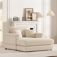 thumbnail image 1 of 44" Oversized Corduroy Chaise Lounge with Ottoman, Comfy Thicked Upholstered Sofa Chair with a Back Pillow and 2 toss Pillows, Modern Sleeper Sofa Couch for Living Room, 1 of 8