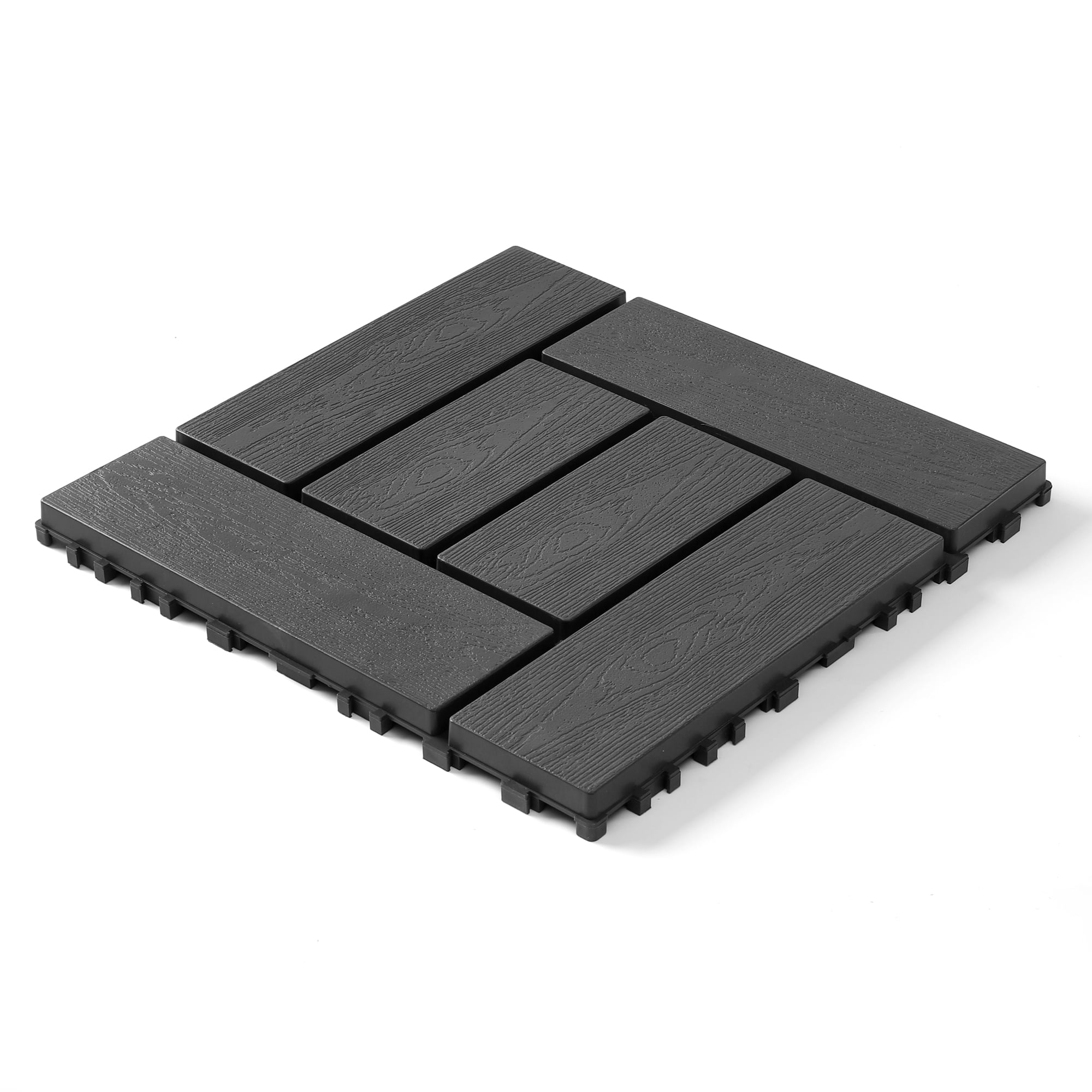 44 PCS 12-Inch ZZ Style Interlocking Deck Tiles Dark Gray DIY Modular Floor Tiles Quick Installation for Courtyard Balcony Bathroom Indoor Outdoor