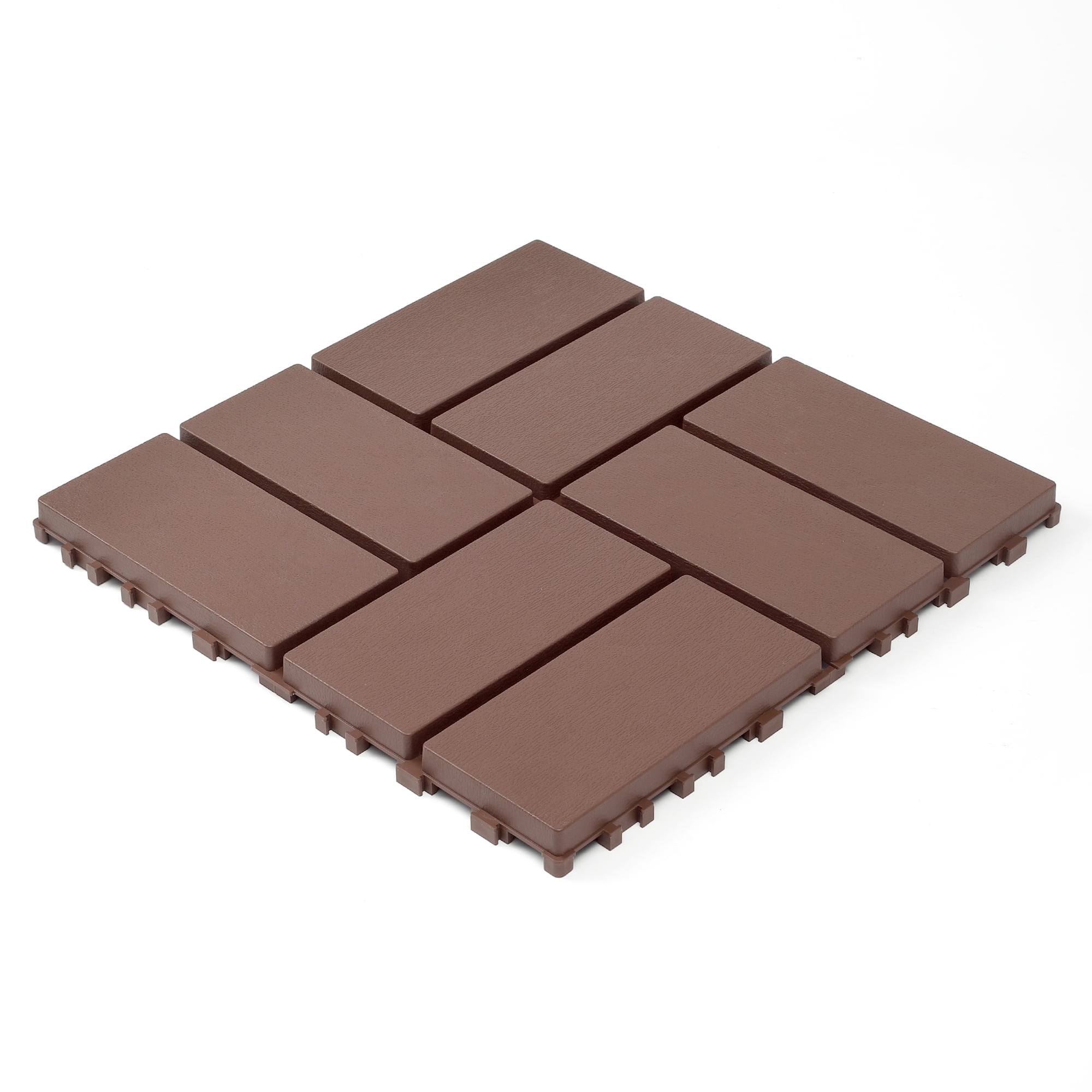 44 PCS Brown Plastic Interlocking Decking Tiles 12"x12" Waterproof All-Weather Floor Tiles for Terrace Backyard Pool Deck Courtyard Balcony Bathroom Indoor Outdoor