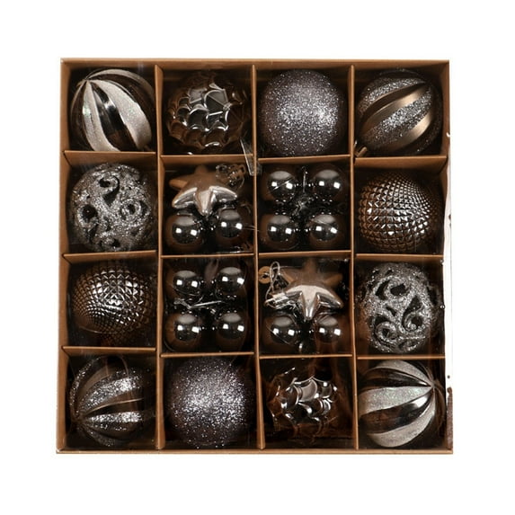 44 PCS Christmas Ball Ornaments Set - Round Painted Plastic Hanging Baubles for Xmas Tree, Holiday & New Year Decorations