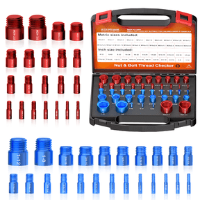 44 PCS Nut and Bolt Thread Checker Set, Inch & Metric Thread Gauge, SAE Standard Thread Size Checker, Bolt Nut Thread Identifier Gauge Kit with Storage Case