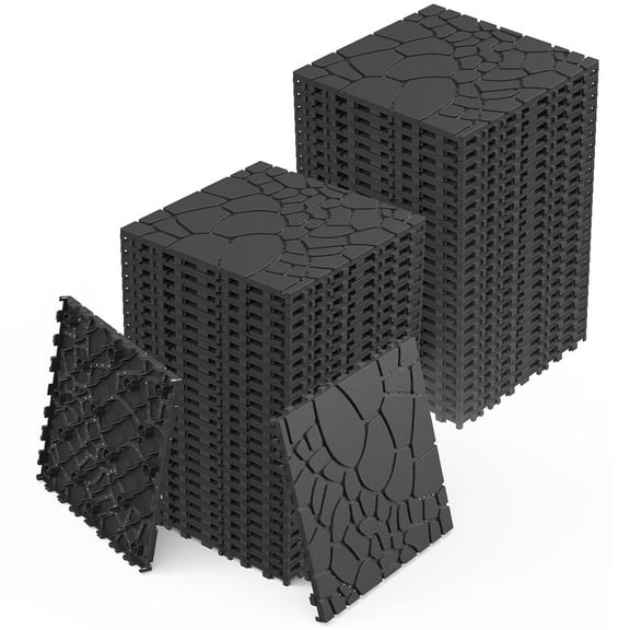 44 PCS Plastic Interlocking Deck Tiles, 12" x 12" Patio Outdoor Deck Tiles, Easy and Quick Installation, Patio Floor Decking Tiles for Porch, Poolside, Balcony, Backyard, Indoor and Outdoor Use