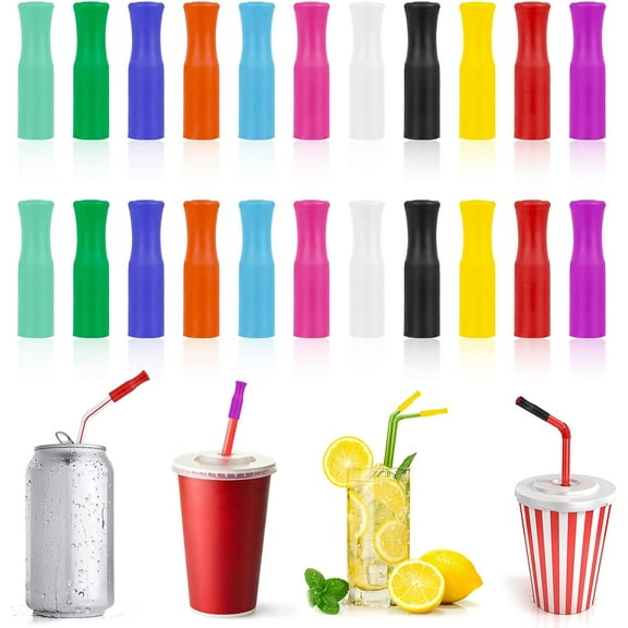 44 PCS Silicone Straw Tips, Multi Colored Food Grade Silicone Straws Tips for (6mm) Wide Metal Straws, Reusable Straws Tips Covers for Party Supplies
