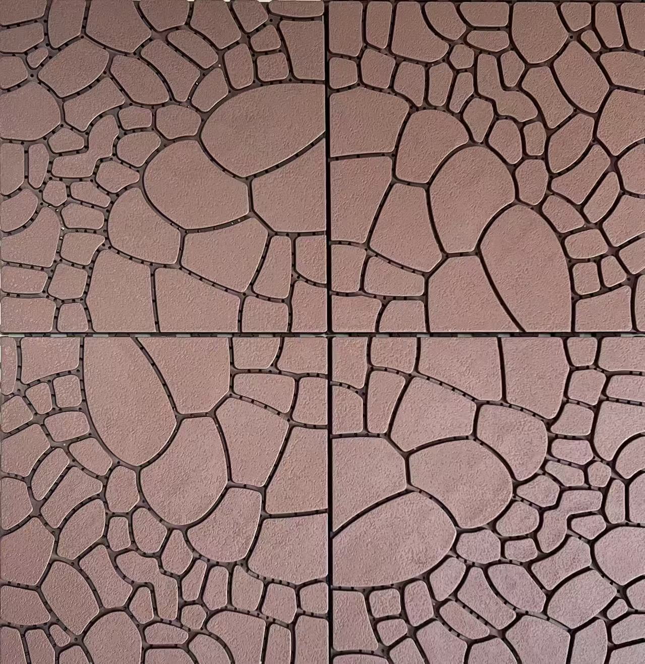 44 PCS Stone Texture 12" Patio Deck Tiles Brown DIY Interlocking Decking Floor Tiles Easy Quick Installation for Porch Poolside Balcony Backyard Indoor Outdoor