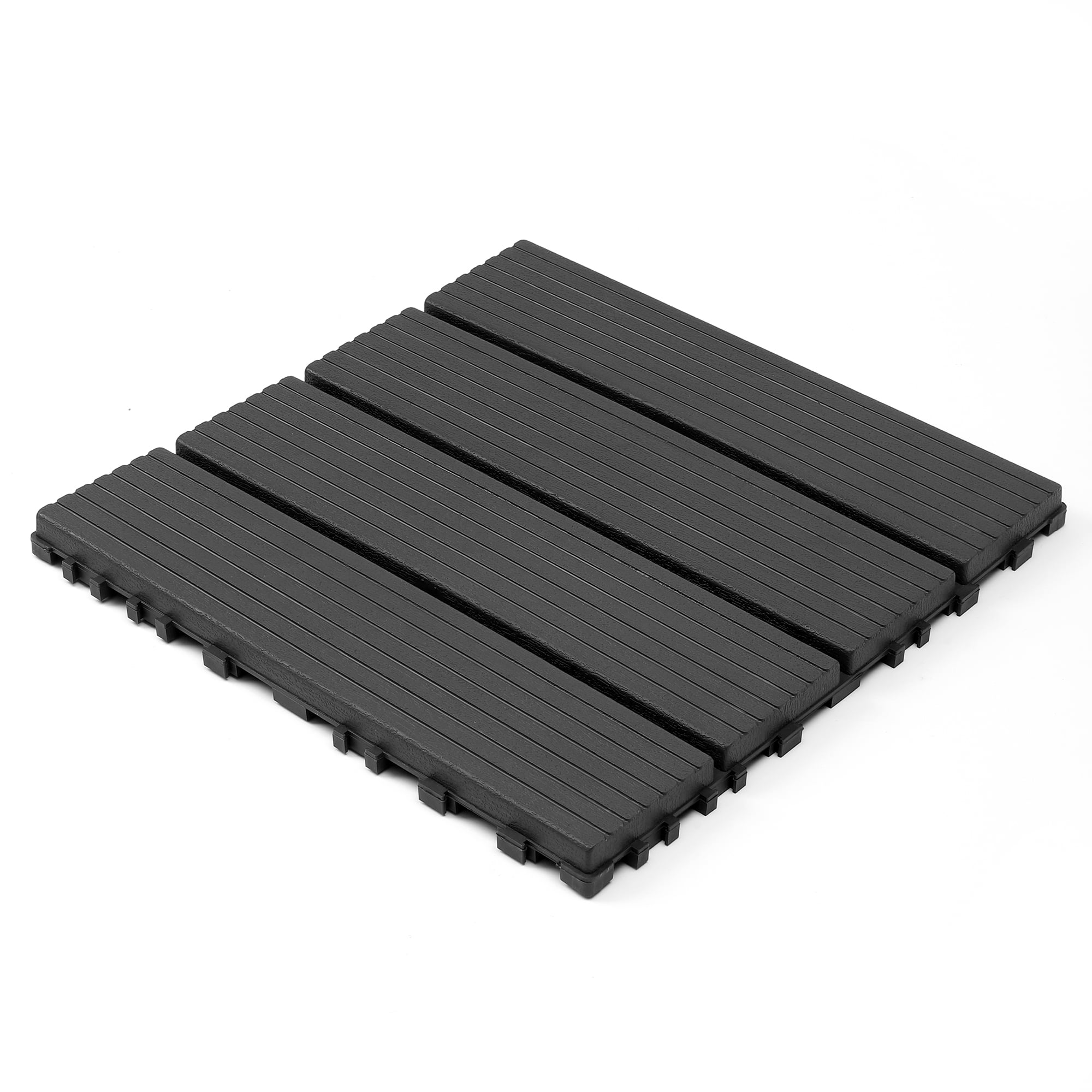 44 Pack 12"×12" Interlocking Deck Tiles, Dark Gray PP Plastic Waterproof Floor Tiles, All-Weather Patio Pool Balcony Decking Tiles for Indoor Outdoor