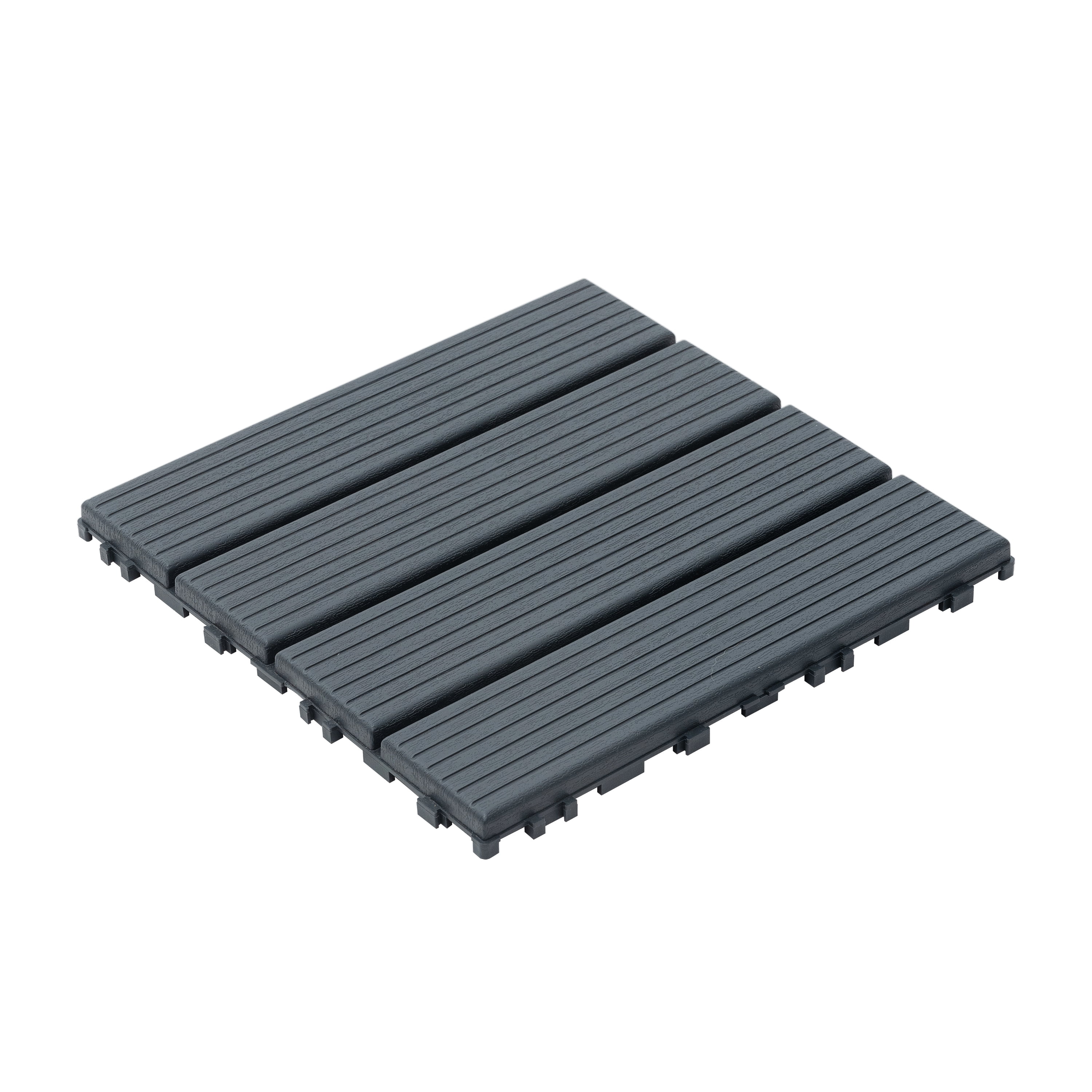 44 Pack 12"x12" Gray Interlocking Deck Tiles, PP Plastic Carved Brick Patio Tiles, Waterproof All-Weather Flooring for Poolside Balcony Backyard Indoor Outdoor