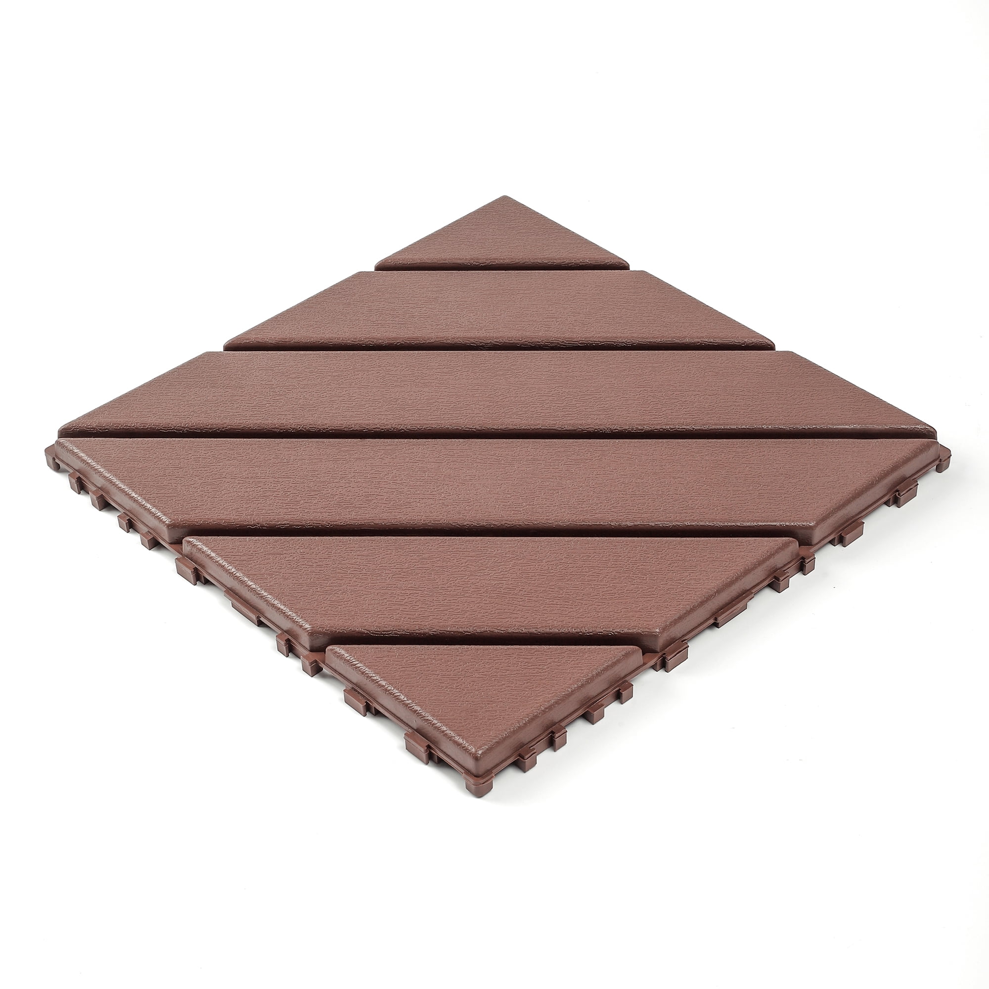 44 Pack Brown Plastic Interlocking Deck Tiles 12"x12", Waterproof All-Weather Flooring for Patio, Pool Deck, Balcony & Bathroom