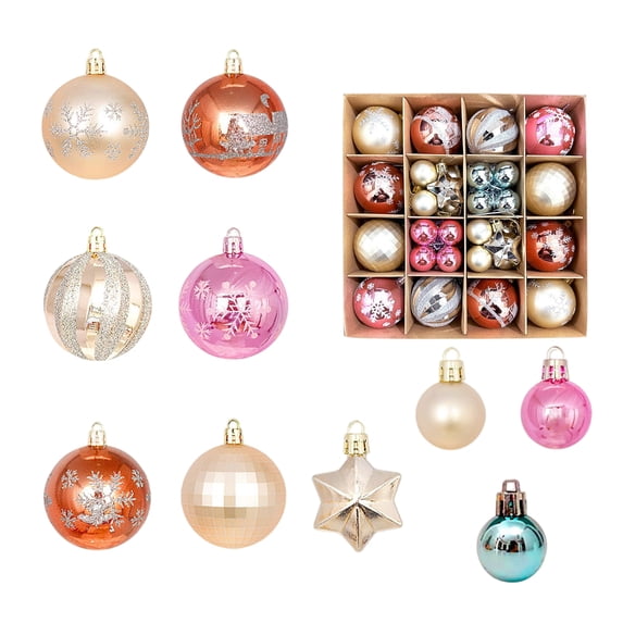 44 Pack Christmas Tree Ornaments, 2.36 Inch PVC Baubles with Star and ...