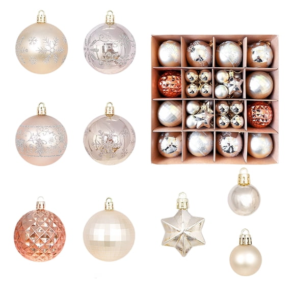 44 Pack Christmas Tree Ornaments, 2.36 Inch PVC Baubles with Star and ...