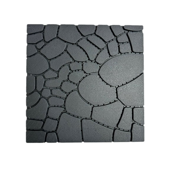 44 Pack Dark Gray Stone Textured 12 Inch Interlocking PP Deck Tiles, Drainage Design Snap Together Patio Flooring for Poolside Balcony Backyard Porch Court