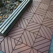 44 Pack Deck Tiles, 12 "x12" Square Interlocking Deck Tiles, Waterproof Deck Tiles Interlocking Outdoor All Weather Use, Pool Balcony Backyard Terrace, Brown