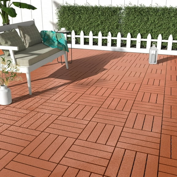 44 Pack Waterproof Interlocking Deck Tiles, 12"x12" Plastic Patio Tiles | for Indoor Outdoor Use, Patio Floor Decking Tiles for Garden Lawn Porch Poolside Balcony