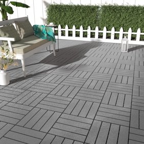 [44 Pack Waterproof Interlocking Deck Tiles, 12"x12" Plastic Patio Tiles | for Indoor Outdoor Use, Patio Floor Decking Tiles for Garden Lawn Porch Poolside Balcony