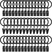 44 Pack Metal Curtain Rings with Clips, Curtain Hangers Clips, Drapery Clips with Rings, Drapes Rings 1 in Interior Diameter, Fits Diameter 5/8 in Curtain Rod, Black