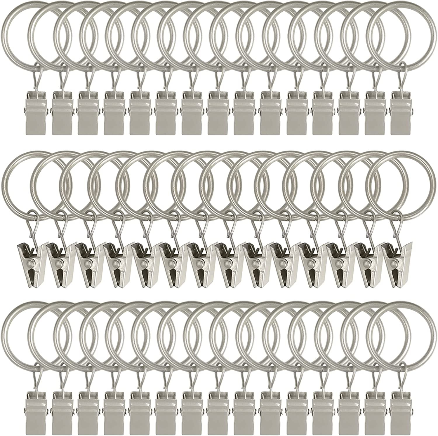 44 Pack Metal Curtain Rings with Clips, Curtain Hangers Clips, Drapery Clips with Rings, Drapes