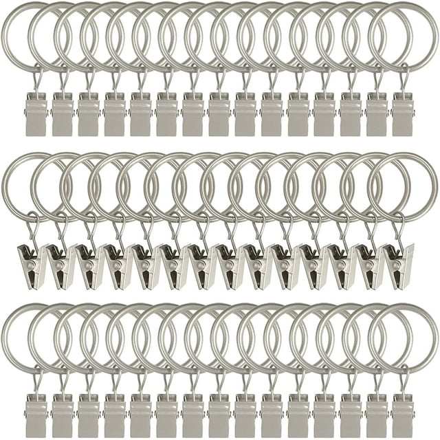 RunGoPro 44 Pack Metal Curtain Rings with Clips, Fits Diameter 5/8 in