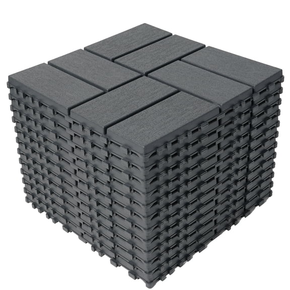 44 Pack Plastic Interlocking Deck Tiles, 12"x12" Interlocking Patio Tiles, All-Weather Indoor Outdoor Use, Floor Decking Tiles for Garden Lawn Swimming Pools Porch Poolside Balcony Backyard