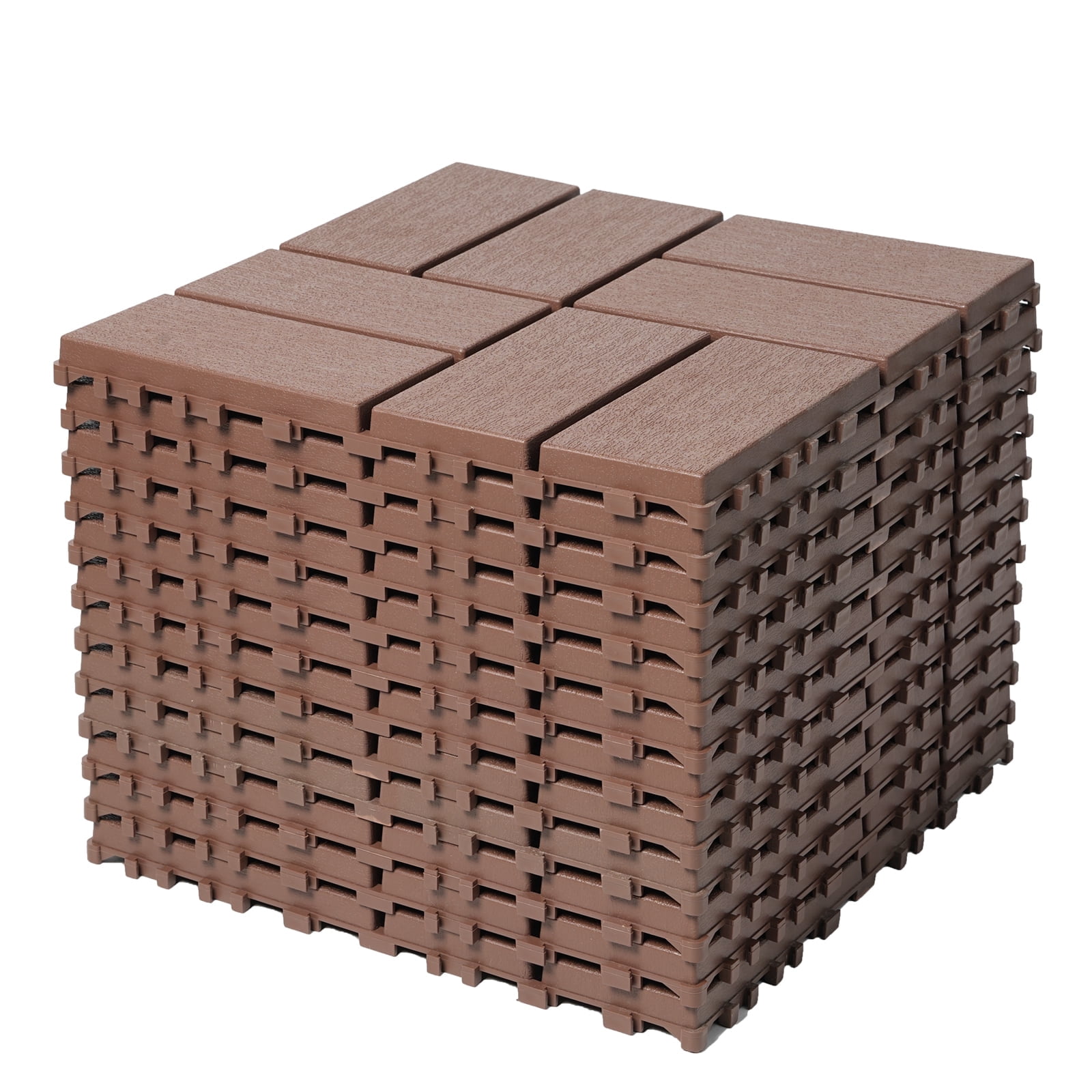 Interlocking Pool Decking 44 Pack Plastic Interlocking Deck Tiles, 12
