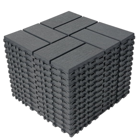 44 Pack Plastic Interlocking Deck Tiles, 12"x12" Interlocking Patio Tiles, All-Weather Indoor Outdoor Use, Floor Decking Tiles for Garden Lawn Swimming Pools Porch Poolside Balcony Backyard
