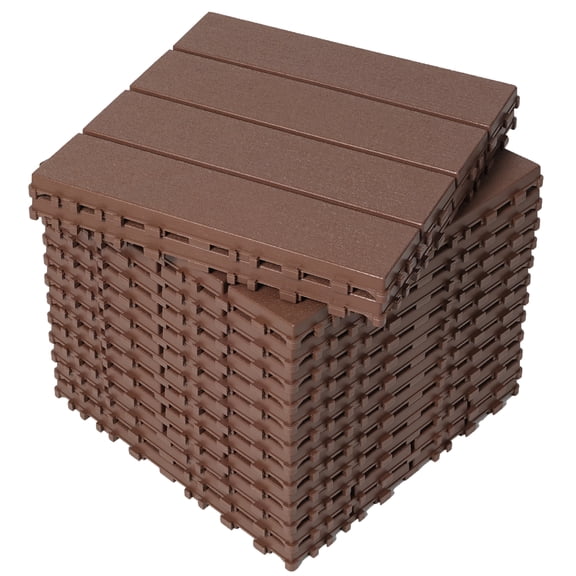 44 Pack Plastic Interlocking Deck Tiles, 12"x12" Interlocking Patio Tiles, All-Weather Indoor Outdoor Use, Floor Decking Tiles for Garden Lawn Swimming Pools Porch Poolside Balcony Backyard