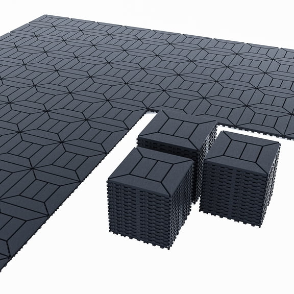 44 Pack Plastic Interlocking Deck Tiles, Outdoor Patio Flooring, 12"x12" Interlocking Decking Tile Outdoor All Weather Use, Waterproof Patio Pavers for Pool Balcony Backyard Porch, Garden