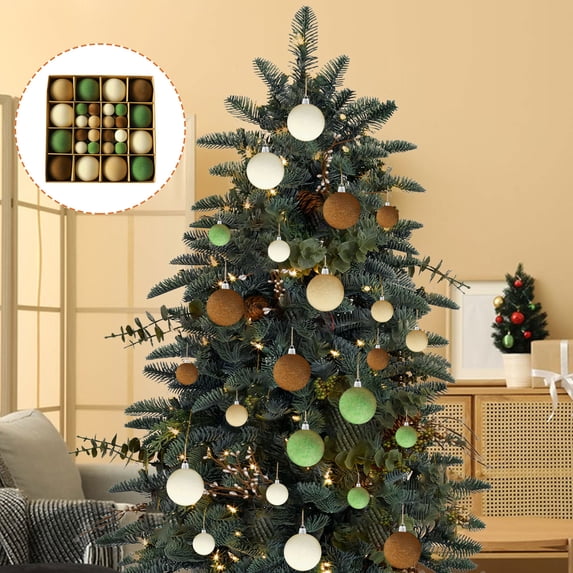 44 Pack Velvet Christmas Ornaments, Flocked Christmas Balls, Shatterproof Xmas Tree Ornaments Set, Hanging Decor for Christmas Tree Holiday Party Home Garland Wreath