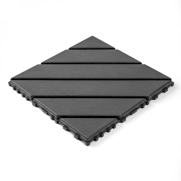 44 Packs 12" x 12" Dark Gray Plastic Interlocking Decking Tiles Waterproof All-Weather for Terrace Backyard Pool Deck