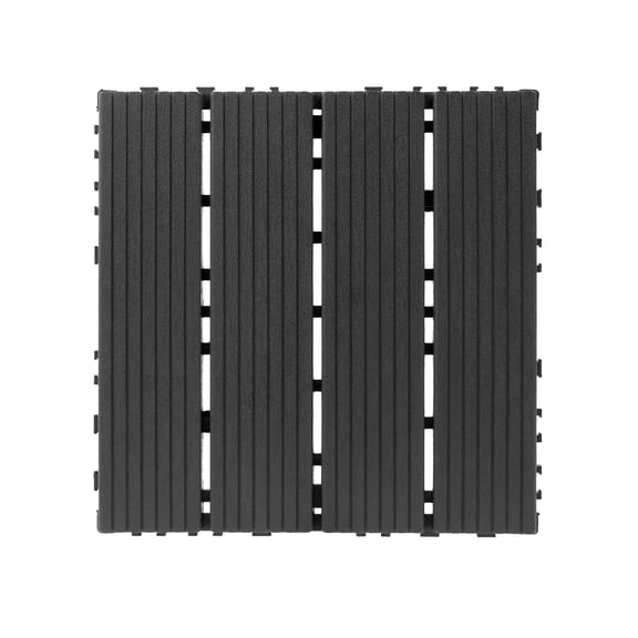 44 Packs Plastic Interlocking Decking Tiles, 12x12 inch Waterproof Terrace Tiles for All-Weather Backyard Pool Decking, Dark Gray