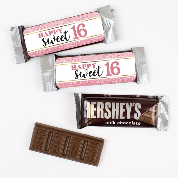 44 Pcs Bulk Sweet 16 Birthday Candy Hershey's Snack Size Chocolate Bar Party Favors (19.8 oz, Approx. 44 Pcs) - Rose Gold