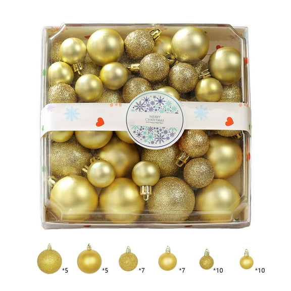 44 Pcs Christmas Ornaments Shatterproof Plastic Holiday Ball Decorations Set for Xmas Tree Decor, Red Green Gold Pink 2 Inch Transparent Balls for Festive Party Home Decor