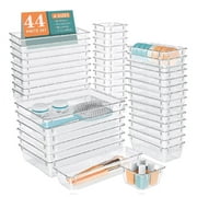 44 Pcs Clear Plastic Drawer Organizer Set, 4 Sizes Desk Drawer Divider Organizers and Storage Bins for Makeup, Jewelry, Gadgets for Kitchen, Bedroom, Bathroom, 