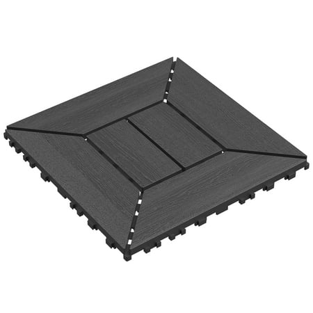 BOFANG 12" x 12" Dark Gray Plastic Interlocking Floor Mats Waterproof, Outdoor Flooring 44 Piece