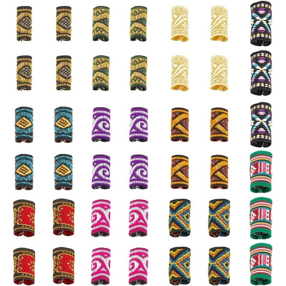 44 Pcs Fabric Hair Jewelry Colorful Cloth Dreadlock Beads Tube Beads Hair Braiding Beads Braids Hair Accessories for Women Girls Braids Man Beard