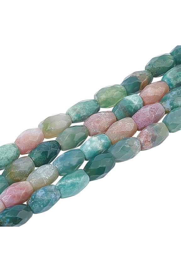 44 Pcs Faceted Oval Gemstone Beads 8.5~9x6mmmm Natural Indian Agate Beads Natural Stone Beads Undyed Loose Beads for Necklace Bracelet Jewelry Making Hole: 1mm for DIY