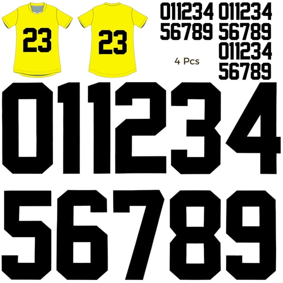 44 Pcs Iron On Transfers Numbers for Jersey, 8 in/20 cm Black Numbers 0-9, Long-lasting Heat Transfer for Sportswear, Large Size Easy to Apply, Ideal for DIY Beginners