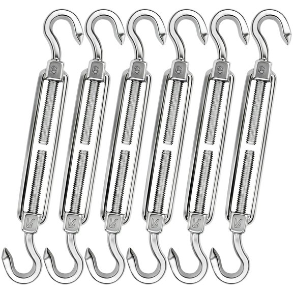44 Pcs Shade Sail Hardware Kit, 6 Inch Outdoor Sun Sail Accessories, 304 Stainless Steel Turnbuckles & Brackets for Triangle/Rectangle Sails, Patio Canopy Installation Hardware Set Waterproof