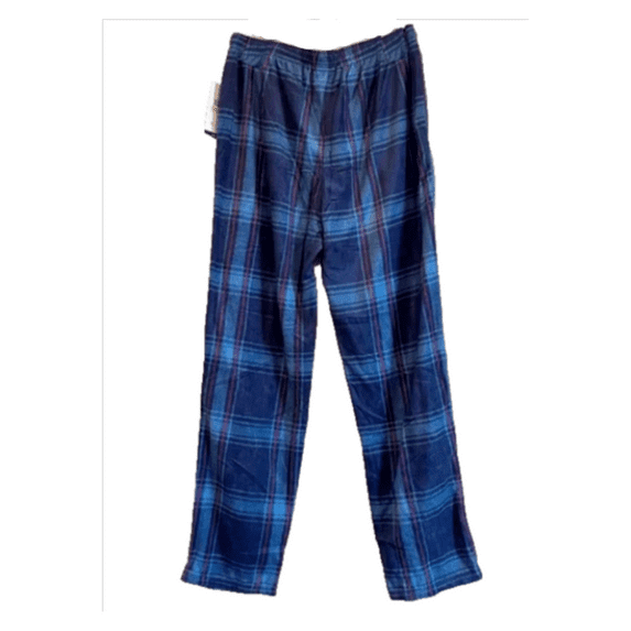 $44 Perry Ellis Men's Fleece Lightweight Chevron Plaid Pajama Pants,INK Blue,S