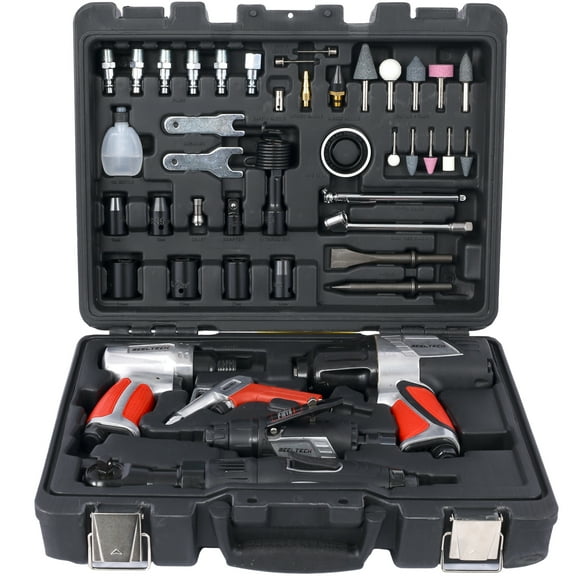 44-Piece Air Tool Kit with Storage Case,3/8" Power Ratchet Tool Kit with Impact Wrench, Air Ratchet, Die Grinder, Air Hammer, Dual Air Chuck, Tire Gauge, Professional Air Tool Accessories Kit
