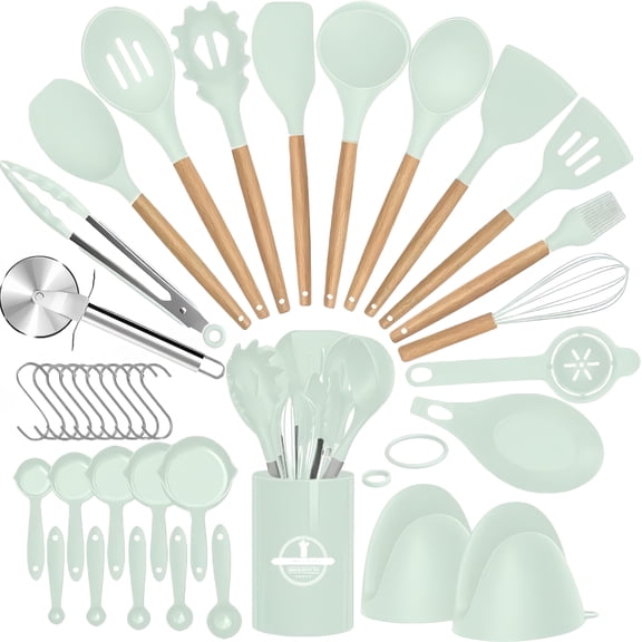 44-Piece Kitchen Utensil Set, Heat Resistant Silicone Cooking Tools with Holder, Non-Stick & Dishwasher Safe Kitchen Gadgets, Best Gift for Thanksgiving & Christmas