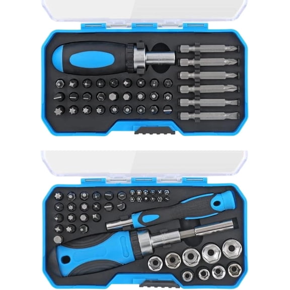 44-Piece Magnetic Ratchet Screwdriver Bit Set - Hex & Phillips Tips for Home, Garage & Auto Repair