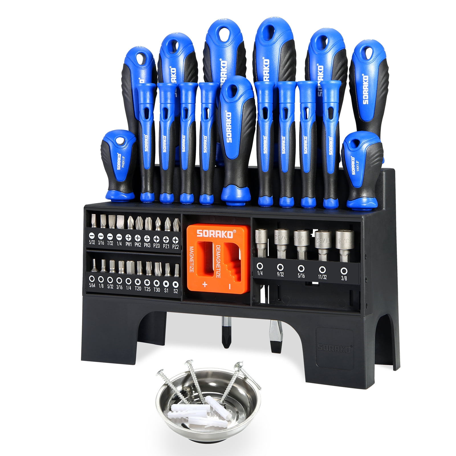 Screwdriver Plastic Racking 44-Piece Screwdriver Set, SORAKO Magnetic Screwdriver Kit with Plastic ...