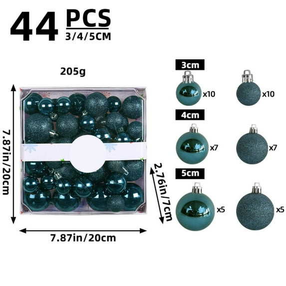 44-Piece Shatterproof Christmas Ornaments, Plastic Electroplated Colorful Balls Set for Christmas Tree Decorations(Army Green)
