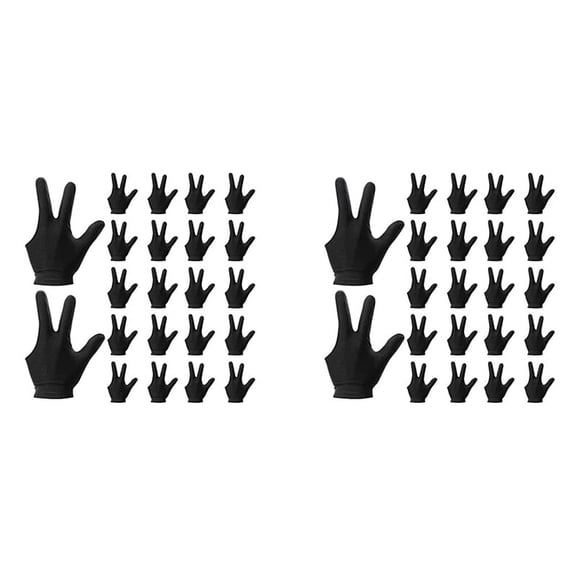 44 Pieces Billiard Gloves 3 Finger Cue Pool Gloves Sport Gloves for Women&Men Both Left and Right Hand,Black,44 x Billiard Gloves,Black