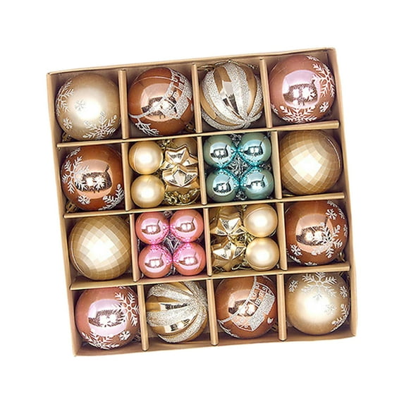 44 Pieces Christmas Balls Ornaments Christmas Tree Decoration Baubles Assortment Coffee Golden