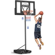 44" Portable Basketball Hoop 4.4-10ft Height Adjustable Basketball Goal System with PC Backboard Material Outdoor,Black
