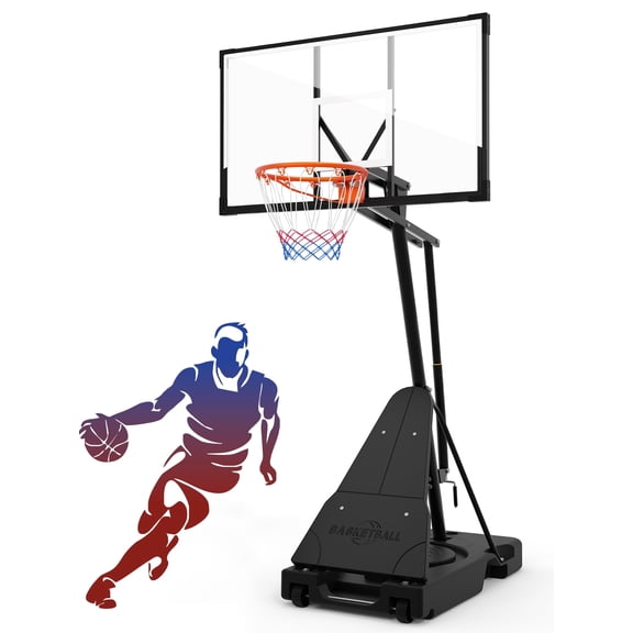 44" Portable Basketball Hoop with Adjustable Height, Shatterproof PC Backboard, 4.36-10 ft Basketball Goal System for Kids, Teens and Adults, Indoor Outdoor Use