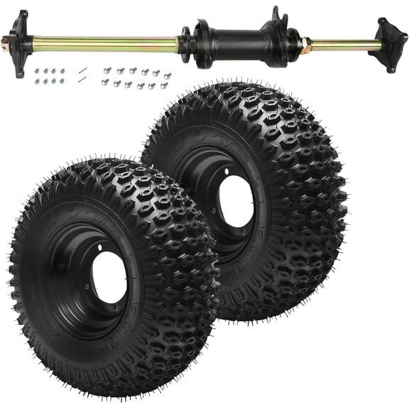 44'' Rear Axle Go Kart Axle Kit & 16x8-7'' ATV Wheel Tire Rim, 16x8x7 4PR Tubeless Tires All Terrain Tires for UTV Dune Buggy Quad Bike Lawn Mower, Nylon, 4 Holes