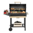 thumbnail image 1 of Charcoal Grill w/ Folfable Side Table, BBQ Grills with Thermometer & Large Cooking Space, Smoker Grill for Camping & Picnic, Iron, black, 1 of 8